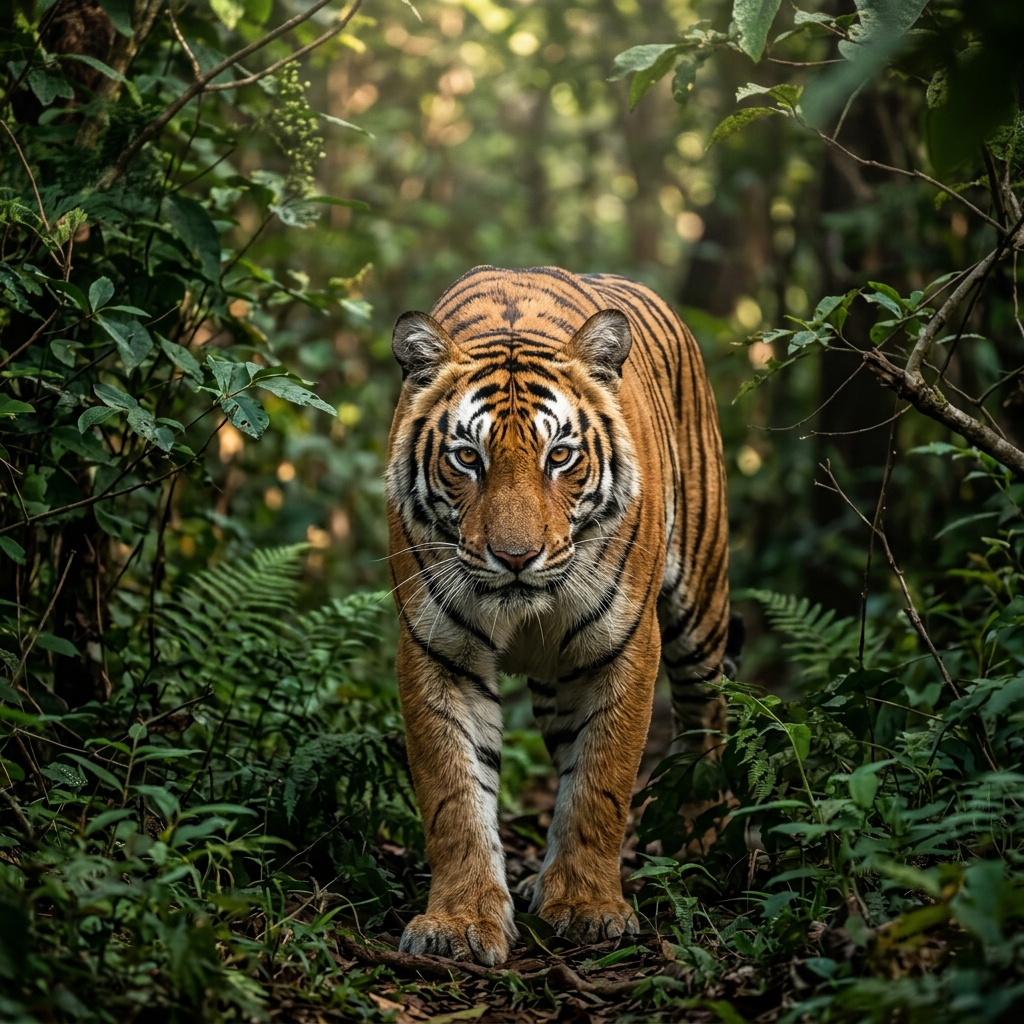 Bengal Tiger emerging from Ranthambore foliage